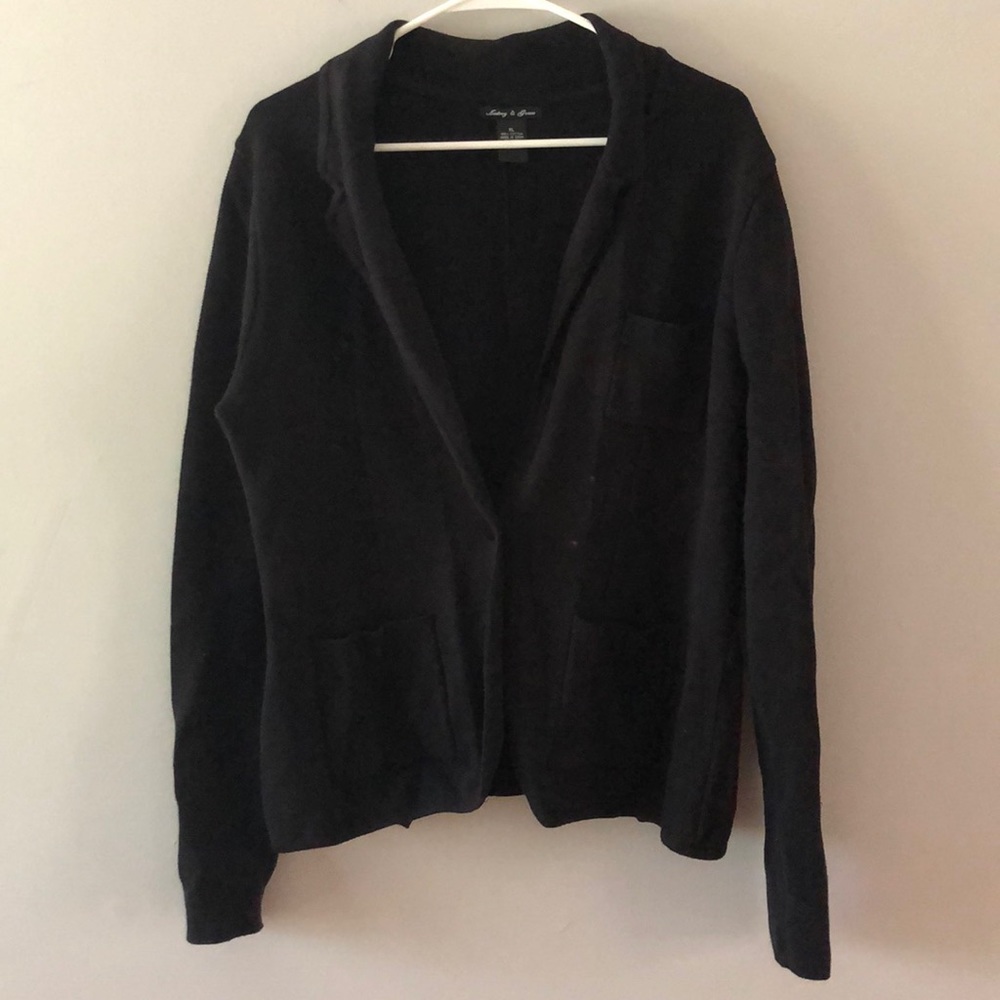 Audrey & Grace Open Front Black Cardigan